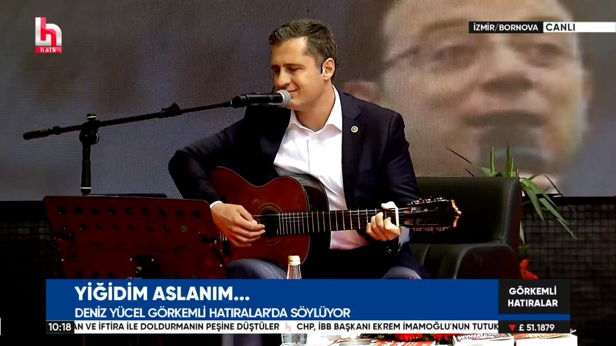 CHP Sözcüsü Deniz Yücel gitar ile 'Yiğidim Aslanım' şarkısını söyledi