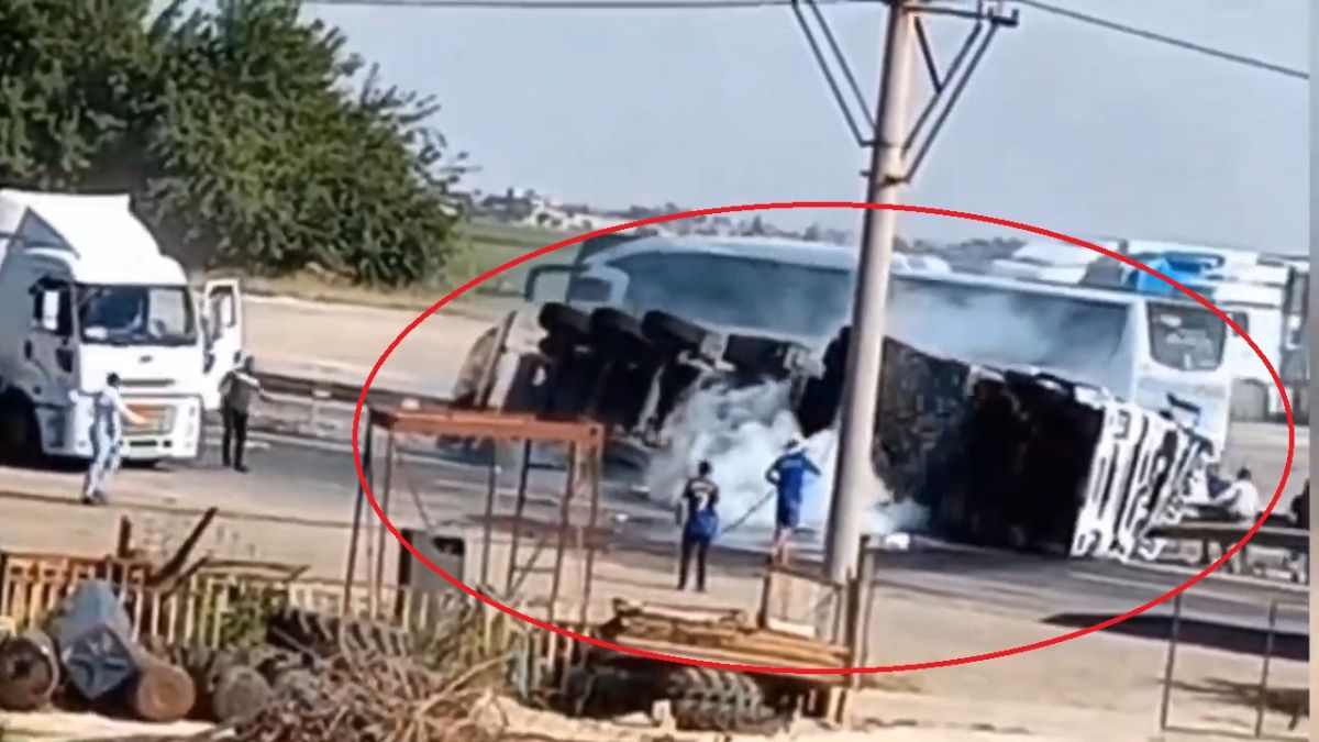 Mardin'de akaryakıt yüklü tanker devrildi; 1 ölü, 1 yaralı