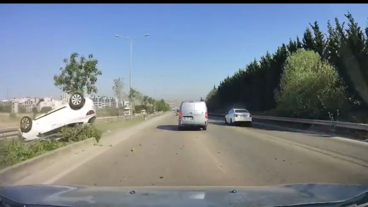 Bursa'da aracıyla kontrolden çıkarak takla attı: Kaza yapan çiftin burnu bile kanamadı