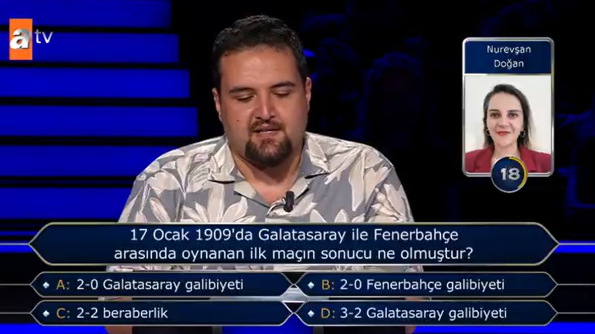 Kim Milyoner Olmak İster'de Galatasaray-Fenerbahçe sorusu
