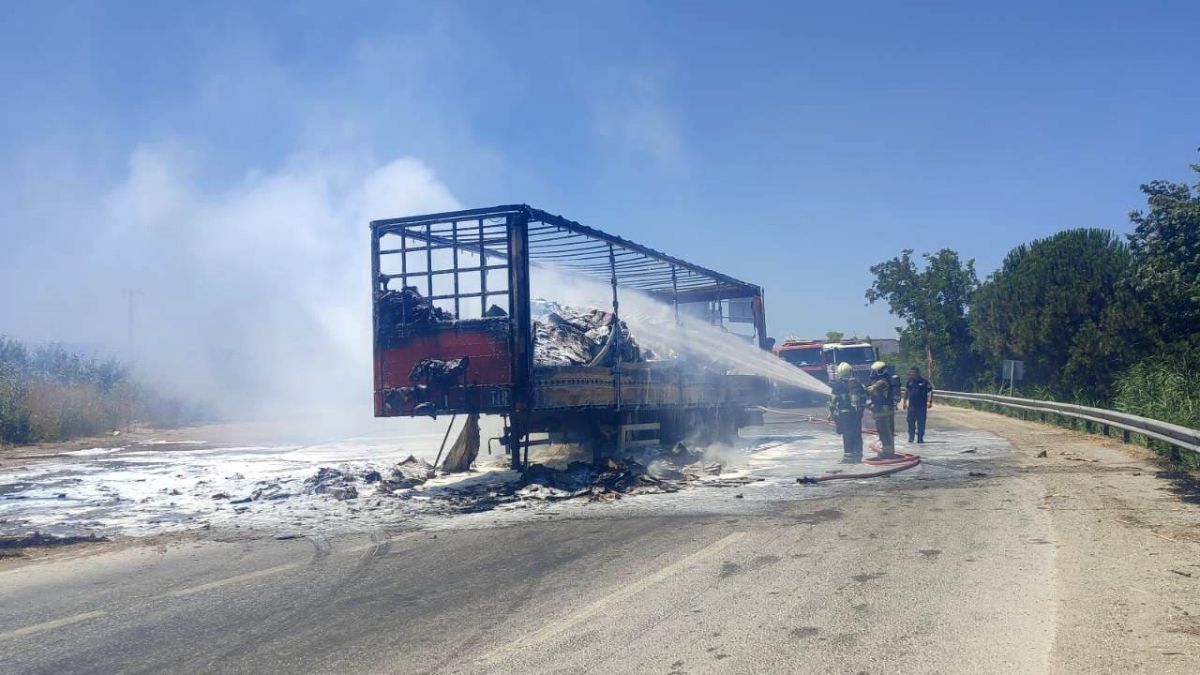 Bursa'da tır alev alev yandı