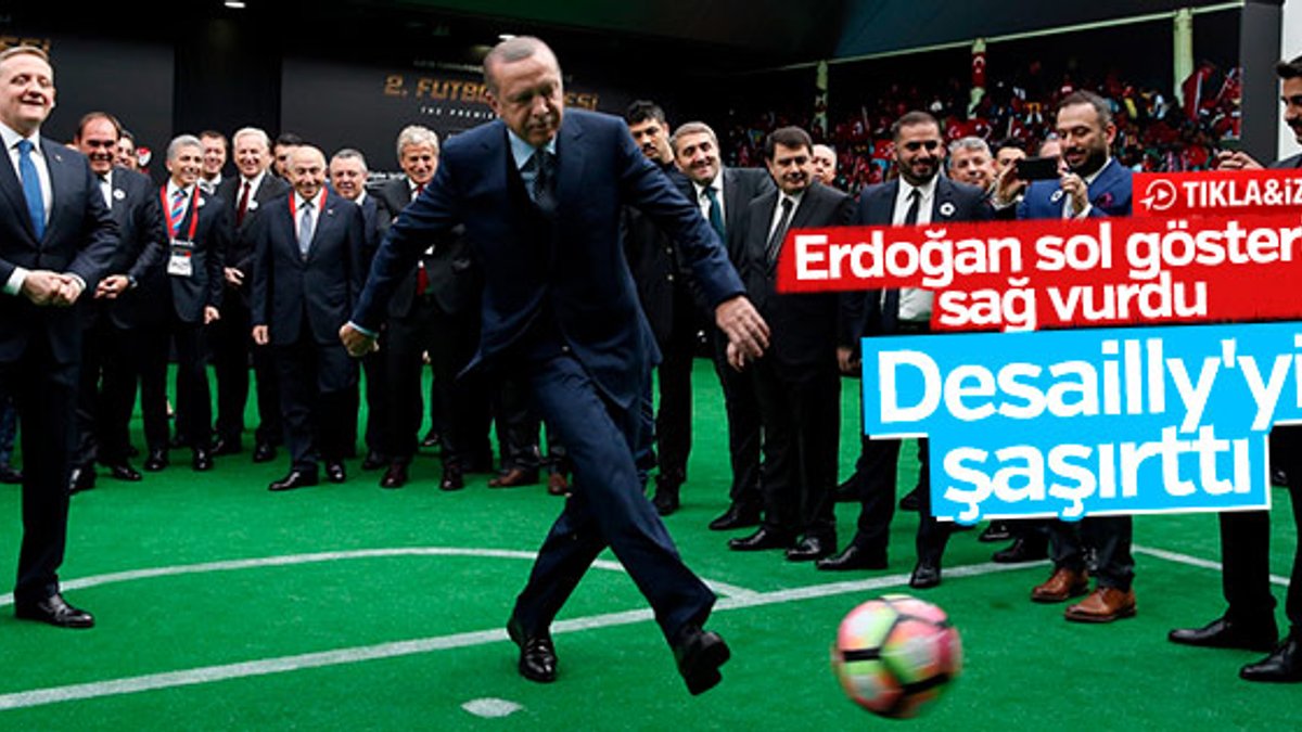 Erdoğan Futbol Zirvesi'nde Desailly'ye penaltı attı