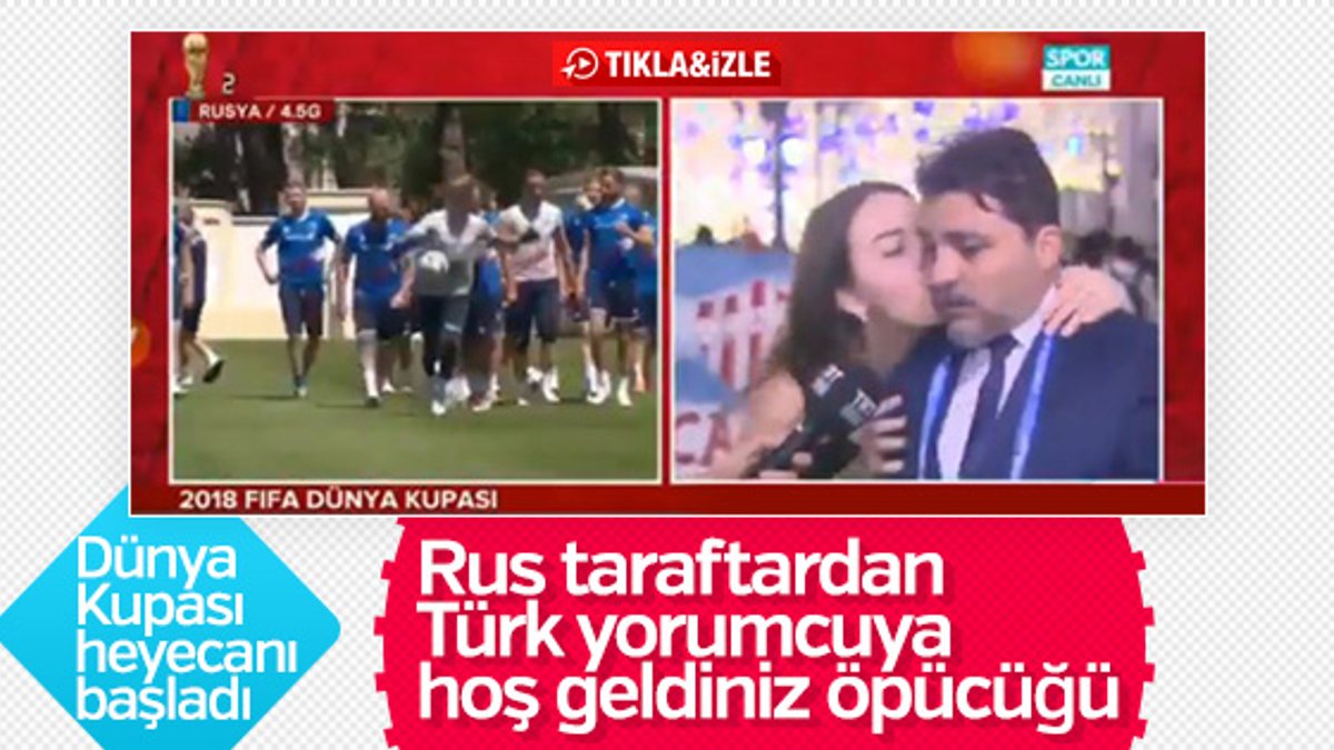 Rus taraftar TRT yorumcusunu öptü