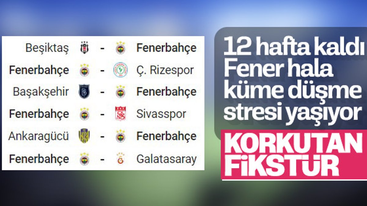 Fenerbahçe'nin 6 maçlık fikstürü
