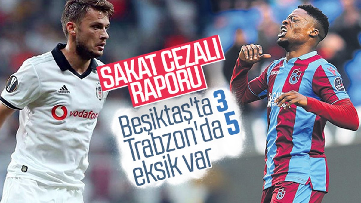 Trabzonspor-Beşiktaş maçındaki eksik futbolcular