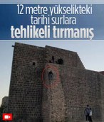 Diyarbakır’da surlara tehlikeli tırmanış