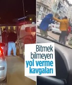 Bursa'da iki farklı ilçede yaşanan yol verme kavgaları kamerada