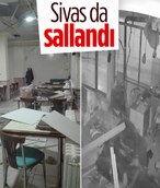 Sivas’ta nalbur dükkanı depremden etkilendi: O anlar kamerada