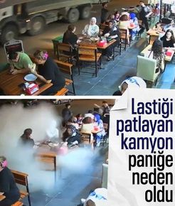 Yalova'da patlayan kamyon lastiği, restoranda paniğe neden oldu