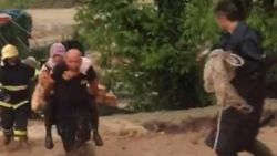 Kocaeli’de selde mahsur kalan köpek ve kadın kurtarıldı