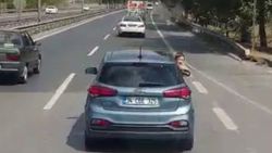 İstanbul'da dakikalarca süren tehlikeli yolculuk kamerada