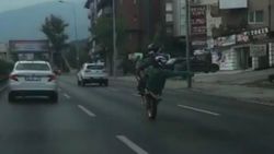 Bursa'da tek teker üzerinde giden motosikletliye ceza