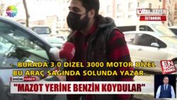 Mazotla çalışan araca benzin koydular