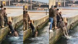 Ortaköy Sahili'nde denize düşen turisti PÖH kurtardı