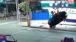 Çin'de çelik tele çarpan alkollü sürücü takla attı