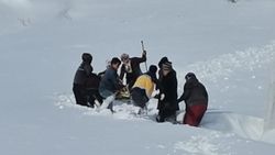 Ağrı'da hastalanan yaşlı kadın, ambulansa kızakla taşındı