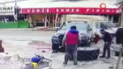 Erzincan'da traktör lastiğinin patlama anı