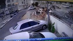 Gaziantep'te çatının uçma anları
