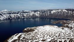 Nemrut Krater Gölü, havadan görüntülendi