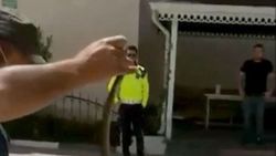 Adıyaman'da motordaki yılanı kafasından yakaladı