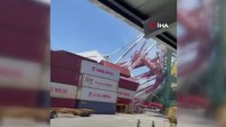 Tayvan'ın Kaohsiung Limanı'nda yük gemisi vinçlere çarptı