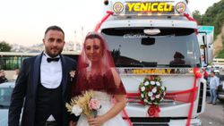 Zonguldak'taki şoför, tırını gelin arabası yaptı