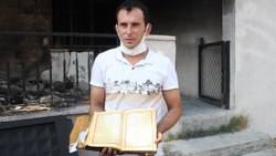 Antalya'da küle dönen evde bir tek Kur'an-ı Kerimler zarar görmedi