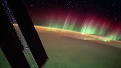 Northern lights in the Indian Ocean, seen from space