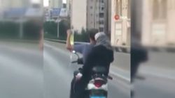 Lübnan'da serum takılı hasta kadın motosikletle seyahat etti