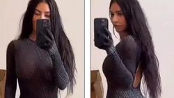 Kim Kardashian, tulum taytıyla poz verdi