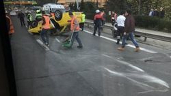 15 Temmuz Şehitler Köprüsü'nde taksi takla attı