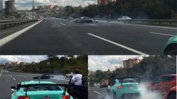 Düğün konvoyu TEM'i kapatıp drift yaptı