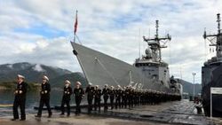 TCG Giresun fırkateyni Marmaris'te törenle karşılandı