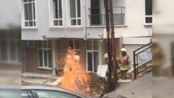 Kazı çalışmasında doğal gaz borusu patladı
