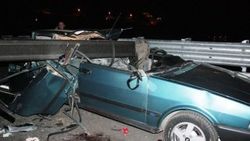 Trafiğe kapalı yola giren Şahin iş makinesine çarptı