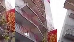 İspanya'da itfaiyeci 9 katlı binaya tırmandı
