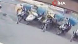 Kaza yapan taksi yayaların arasına daldı