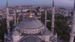 Helikopter kamera Sultanahmet Camii'ne çaptı