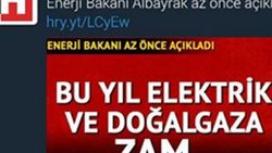 Hürriyet'in elektrik ve doğalgaza zam yok haberi