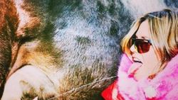 Heidi Klum inek memesinden süt içti