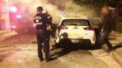 Aydın'da polis aracı kundaklandı