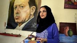 Gazzeli ressamdan Erdoğan portresi