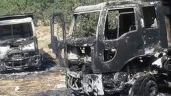 PKK Siirt'te 2 kamyonu yaktı