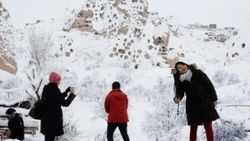 Kapadokya beyaza büründü
