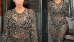 Kim Kardashian dantel elbise giydi