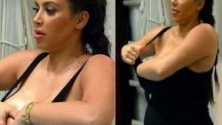 Kim Kardashian canlı yayında göğüslerini kremledi