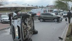 Antalya'da 2 kişi kazadan yara almadan kurtuldu