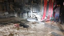 Tır sürücüsü, köpeğe çarpmamak için canından oluyordu