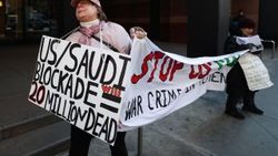 New York'ta Suudi Arabistan'a Yemen protestosu