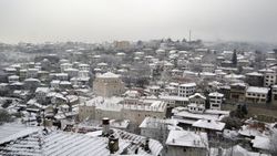 Safranbolu konakları beyaza büründü